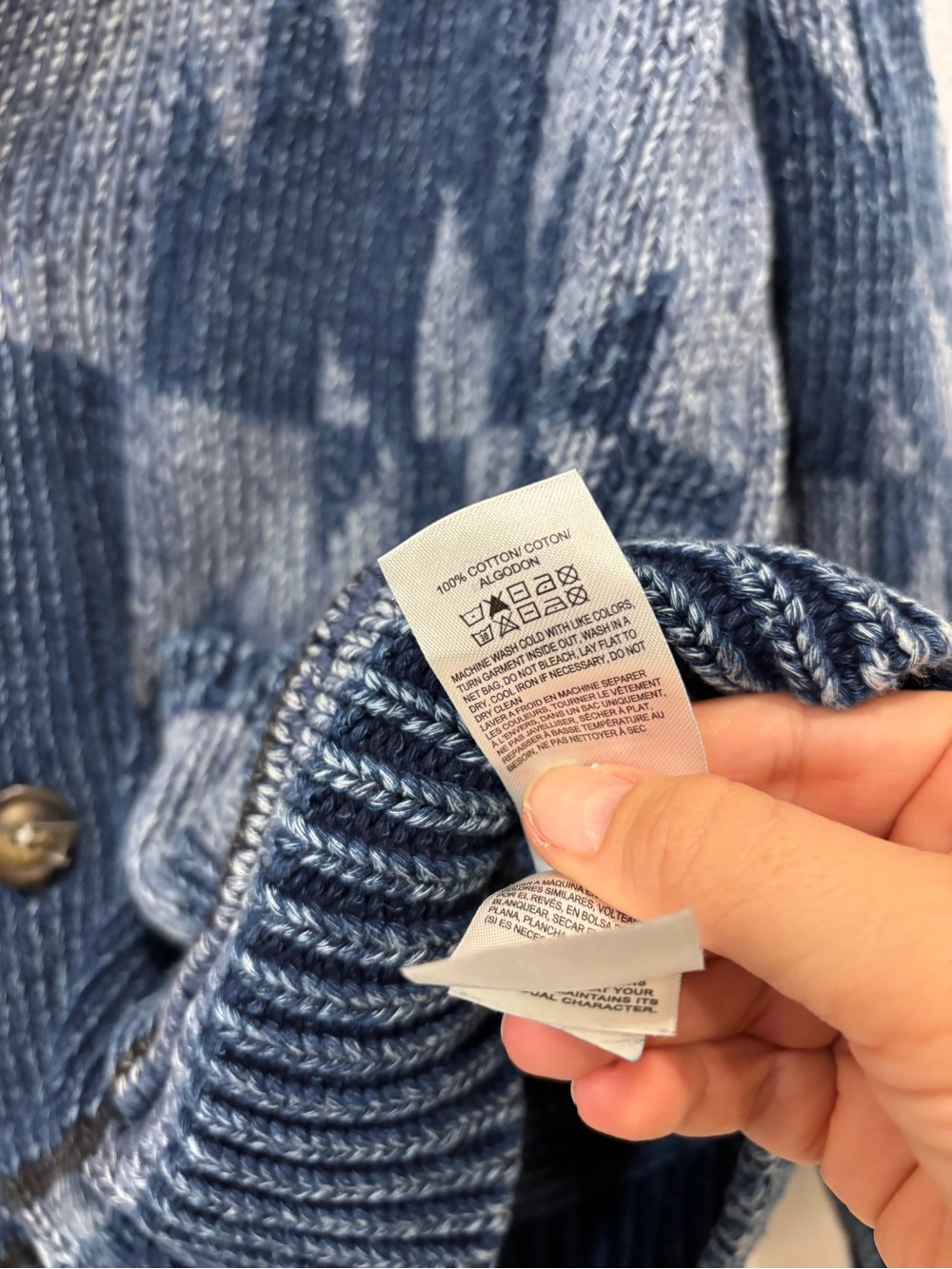 Lucky Brand Men's Southwestern Aztec Shawl Blue Patterned Knit Cardigan Sweater - Picture 10 of 10